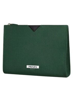 Authentic Prada Beauty Emerald Green Large Makeup Cosmetic Bag / Toiletry Pouch